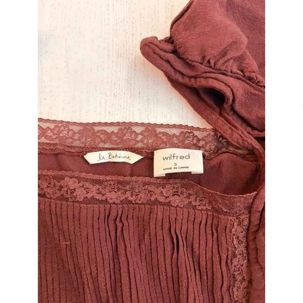 Aritzia La Boheme Wilfred Sz S Burgundy Top Cropped